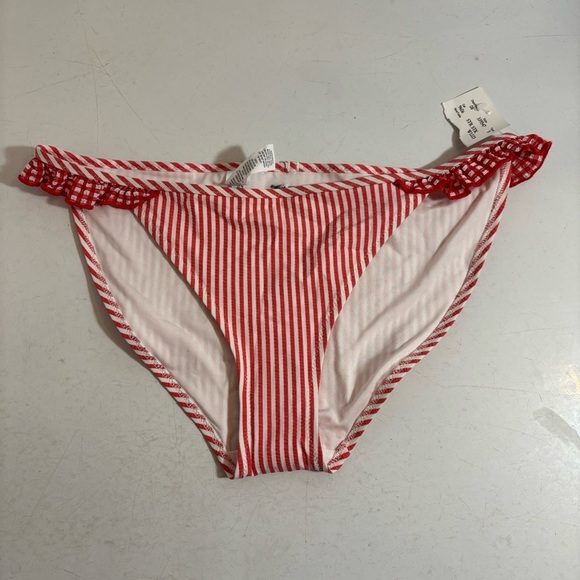 BNWT Aerie women’s red & white striped bikini swim bottoms in‎ size small - Picture 1 of 13
